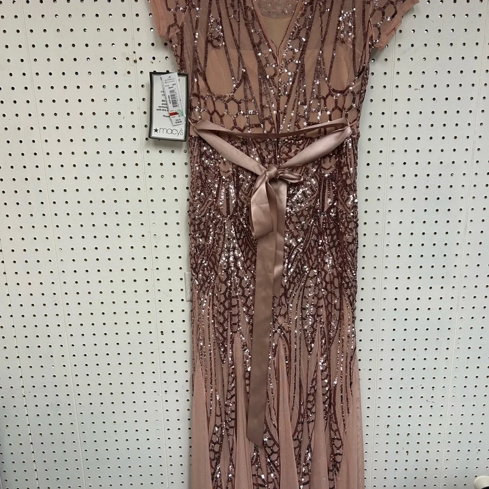 R&M Richards Blush Pink Sequin Prom Dress - Picture 4 of 10